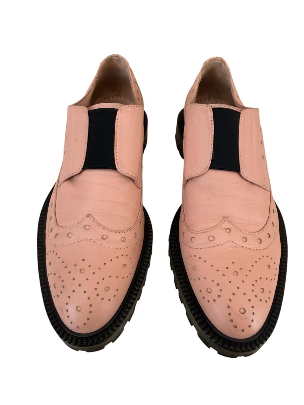 INCH 2 Handcrafted Blush Pink Leather Wingtip Slip-On Brogues.